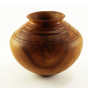 Hollow form vase in apple wood