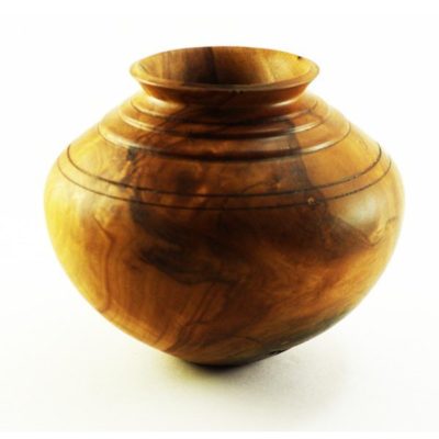 Hollow form vase in apple wood