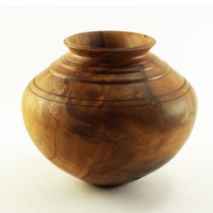 Hollow form vase in apple wood
