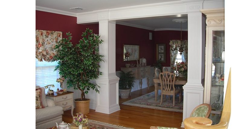 Column with paneled base and fluted top