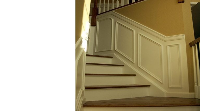 Applied Panel wainscoting on stairs