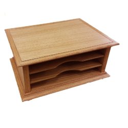 Monitor Stand with File Sorter in Oak.