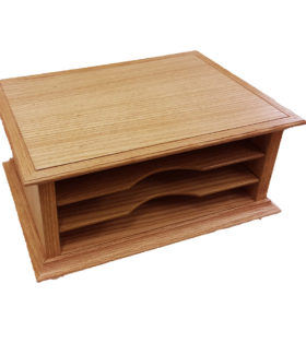 Monitor Stand with File Sorter in Oak.