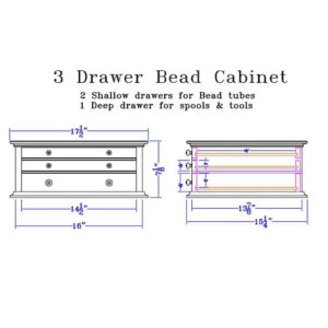 Dimensions for 3 Drawer Bead Cabinet