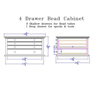 Dimensions for 4 Drawer Bead Cabinet