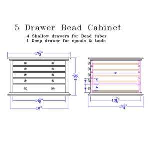 Dimensions for 5 Drawer Bead Cabinet