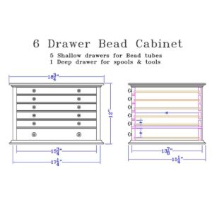 Dimensions for 2 Drawer Bead Cabinet