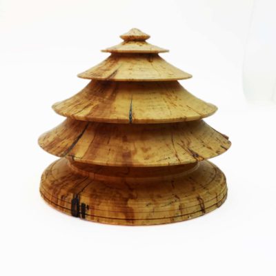 Hand turned wooden Christmas tree in spalted maple