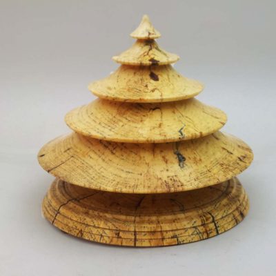 Hand turned wooden Christmas tree in spalted maple