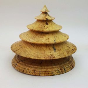 Hand turned wooden Christmas tree in spalted maple
