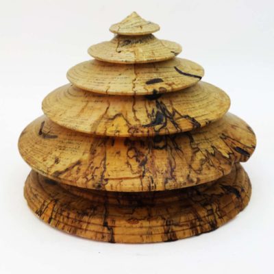 Hand turned wooden Christmas tree in spalted maple